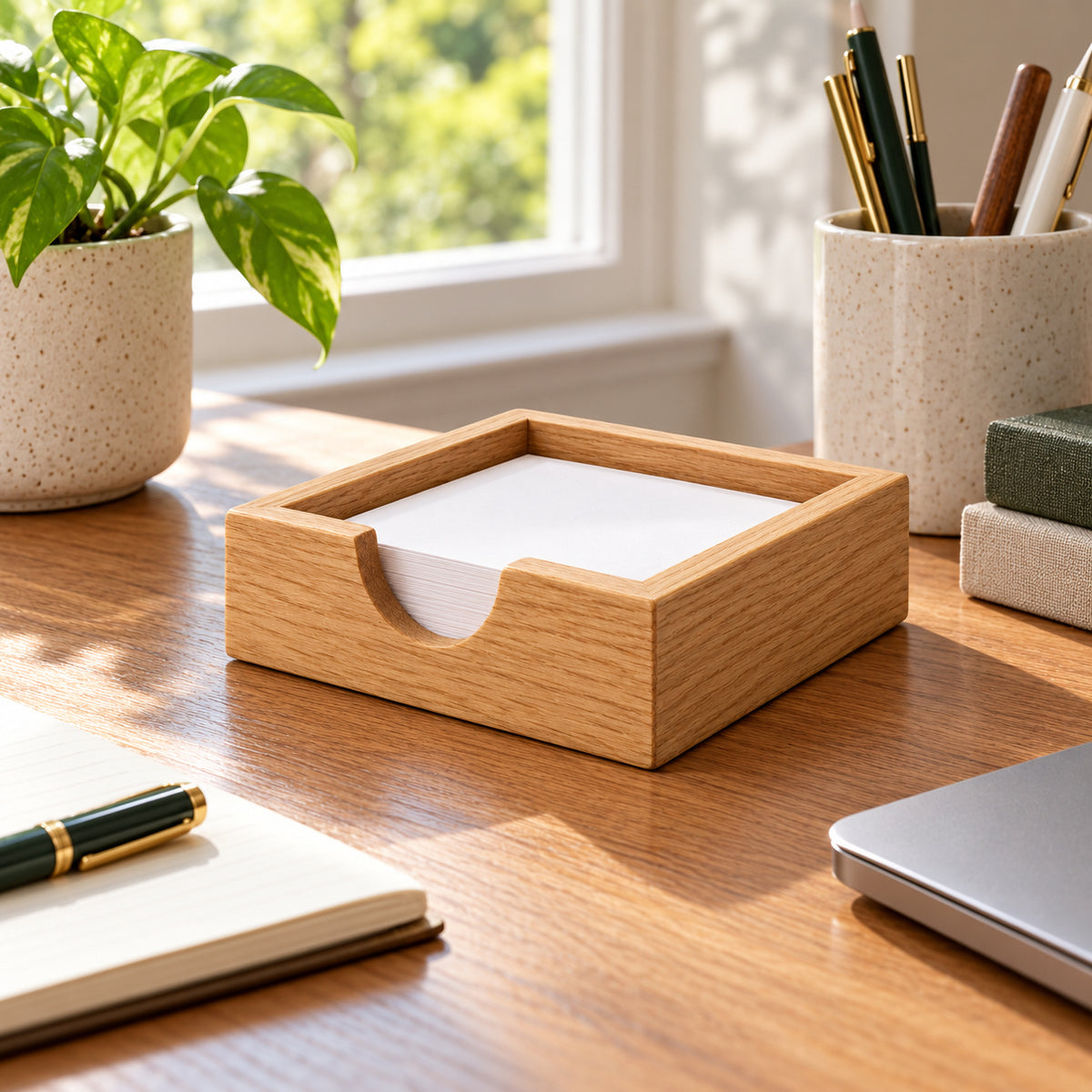 Oak Memo Pad Holder
