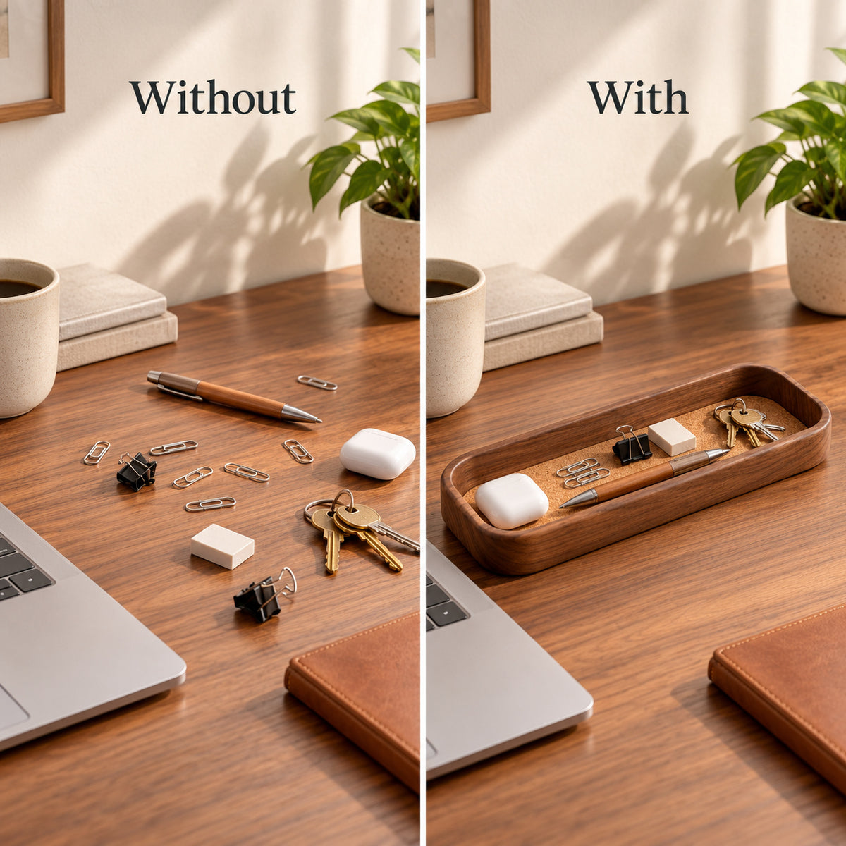 Cork Inlay Desk Tray
