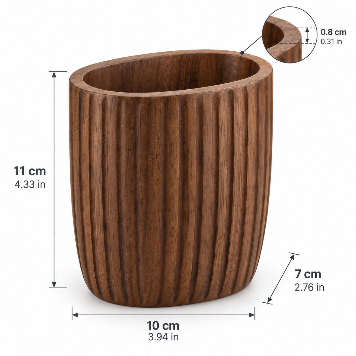 Fluted Oval Pen Cup