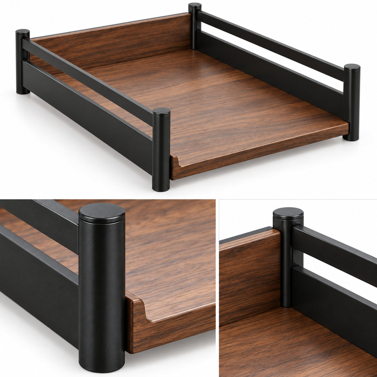 Wood and Steel Letter Tray